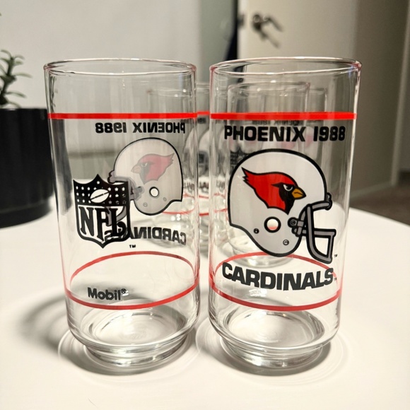 Set of 6- Vintage Arizona Phoenix Cardinals 1988 Mobil Drink Ware - Picture 2 of 6